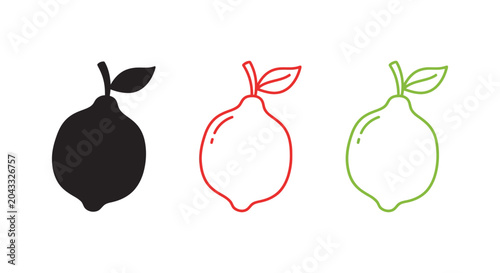 Foto lemon silhouette with stem and leaf fruit citrus black red
