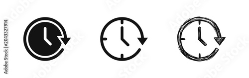 Tableau sur toile History or Past Time Clock with Backwards Arrow Icon Set