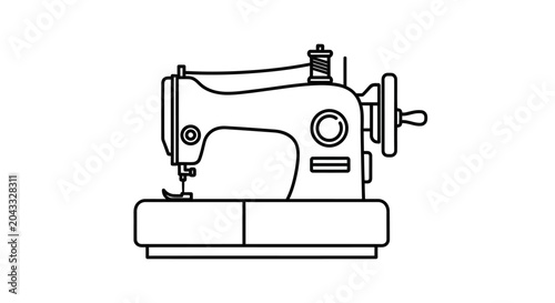 Simple line drawing of a vintage sewing machine
