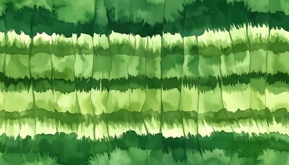 Layered Green Watercolor Stripes Forming Abstract Textile Pattern Background