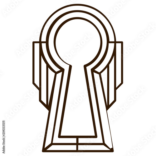 Elegant vintage keyhole symbol vector icon for technology security and data protection featuring a clean minimalist line art illustration isolated on a white background for modern app design.