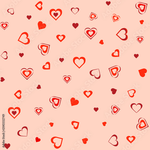 Heart color on pink seamless pattern