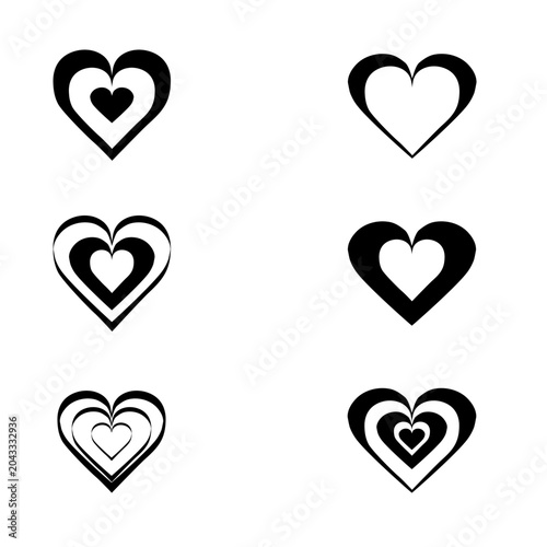 Decorative black hearts set sign