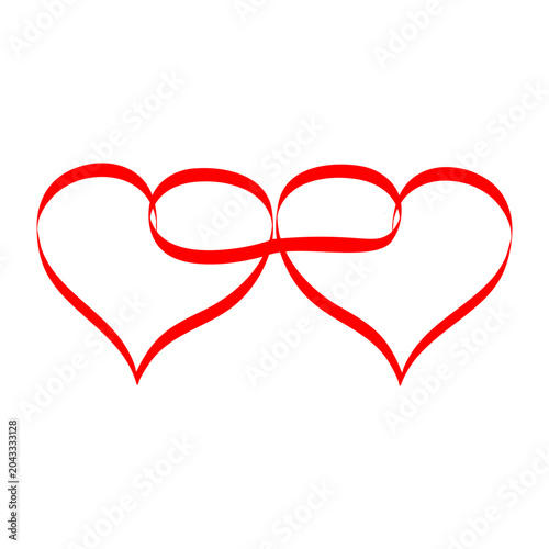 Two red hearts connected together