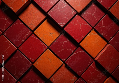 Geometric tile pattern with intersecting lines and warm colors