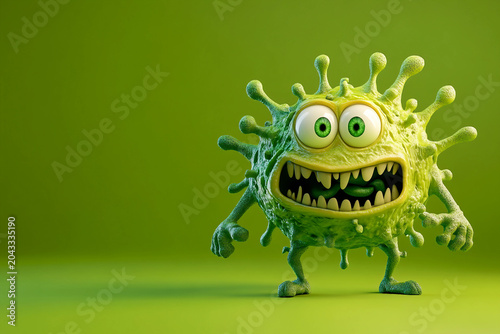 Funny 3D Cartoon Bacteria And Virus Monster Characters With Colorful Expressions Generative AI