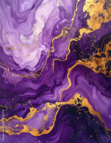 Flowing abstract purple gold texture