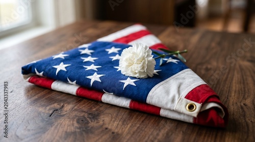 Folded flag with carnation