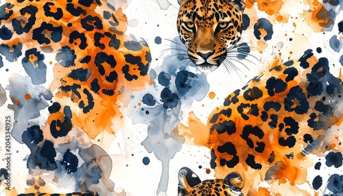 Leopard spots watercolor pattern
