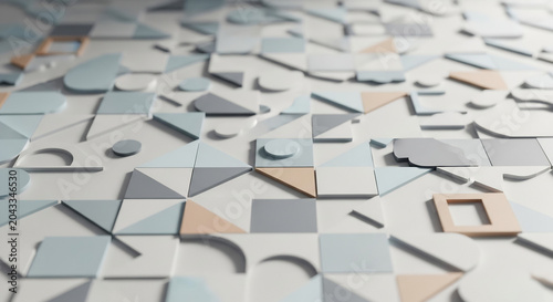 Abstract Geometric Pattern Background with Soft Pastel Shapes and Minimalist Depth Texture