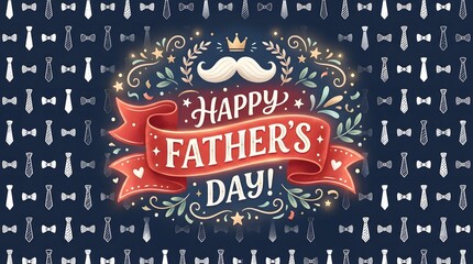 Father's Day greeting card with mustache and bow ties