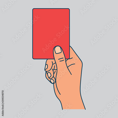 Valokuva Illustrated human hand holding up a vibrant red card, representing a strong repr