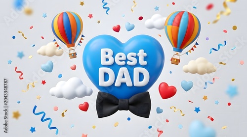 Father's Day Celebration with Balloons and Hearts