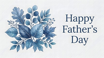 Happy Father's Day greeting card with blue floral design
