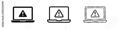 Tableau sur toile Laptop Warning Alert Icon Set with Error Triangle Symbol