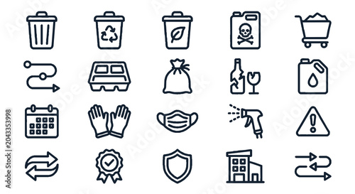 Waste Sorting Disposal Icon Set With Recycling Symbols
