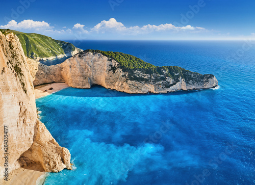 Canvas Print Navagio beach with shipwreck view, Zakynthos island, Greece