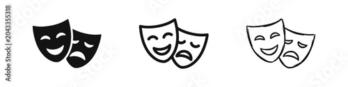 Photos Theater Comedy and Tragedy Drama Masks Entertainment Icon Set