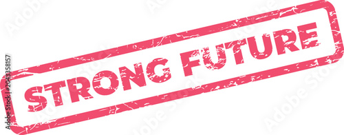 Foto Motivational red seal promoting a powerful and prosperous strong future vision