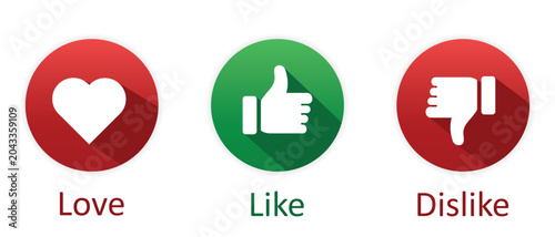 Foto Love, Like and Dislike react icon red and green