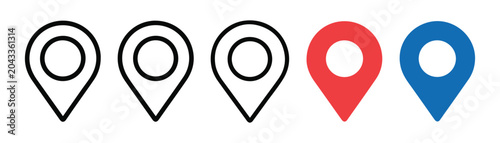 Slika na platnu Location pin icon collection with colorful markers for website maps and geolocation interface elements design