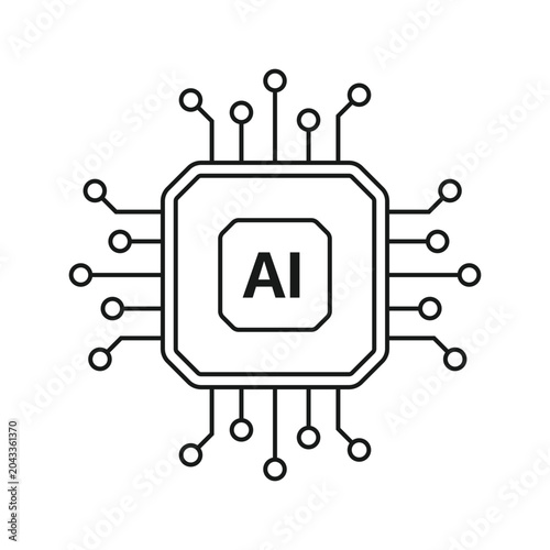 AI Chipset icon. Artificial intelligence technology concept design, Electronic circuit board. Machine learning and generate by chip, Vector illustration for web, UX and UI.