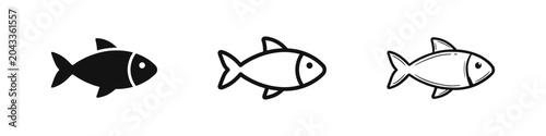 Εκτύπωση καμβά Fish Icon Set, Marine Animal Symbol for Food, Nature, and Fishing Industry