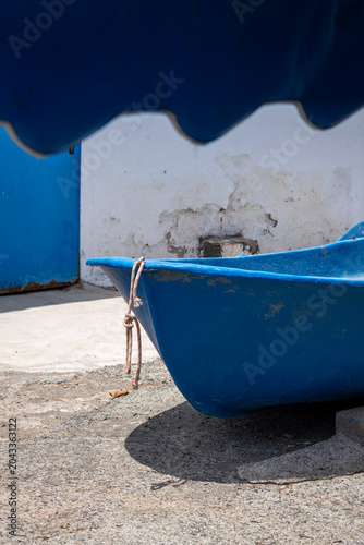 Bow of a Small Lonely Fishing Boat on a Street in El Pajar, Gran Canaria, Spain