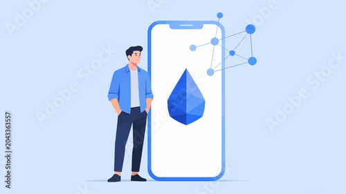 Slika na platnu Modern user interacting with cutting-edge mobile technology, symbolizing the dyn