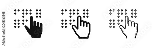 Obraz na płótnie Braille Alphabet Reading and Accessibility for Blind People Icon Set