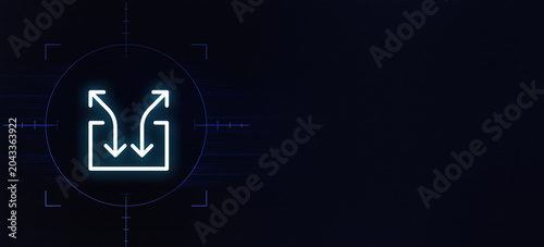 Konstfotografi Glowing neon network transmission symbol representing information centralizing,