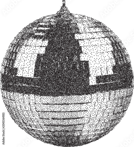Disco ball y2k brutalist stipple graphic, Sphere retro halftone vector transparent png isolated, Party 2000s photocopy grunge tattoo design
