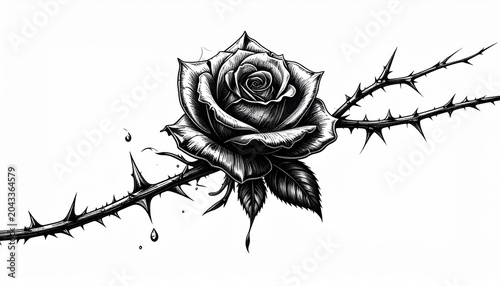 Rose with thorns vector illustration