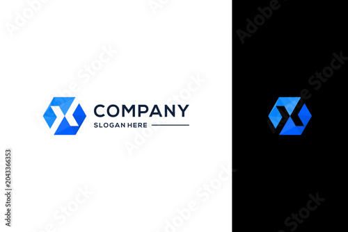 Modern hexagon style letter x logo template. Vector letter x design with creative hexagon sign.