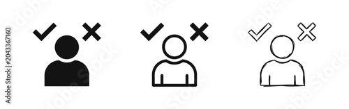 Obraz na płótnie User Profile with Checkmark and Cross Icons for Account Management and Verificat
