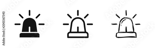 Cuadro en lienzo Emergency Siren Alarm Light and Warning Flasher Icons