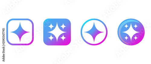 Modern Gradient Sparkle App Icons Collection with Shiny Abstract Star Symbols