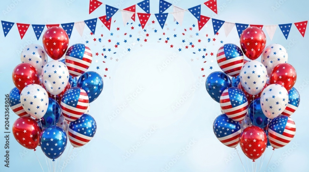 Obraz premium Patriotic balloons and bunting for independence day celebrations