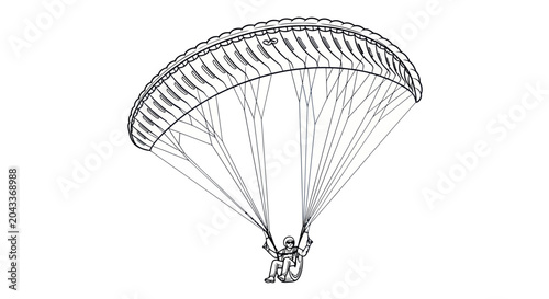 Bild auf Leinwand Paraglider Outline Vector Illustration