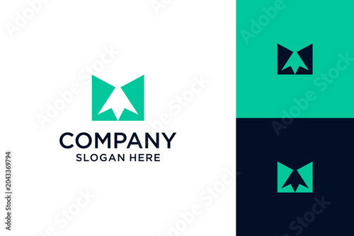 letter M and arrow logo design vector