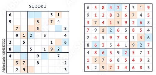Sudoku puzzle with even and odd number highlighting in grids  