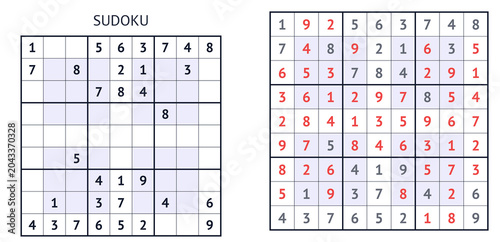 Sudoku puzzle grid with numbers and solutions displayed clearly  