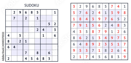 Sudoku puzzle grid with filled and empty cells displayed  