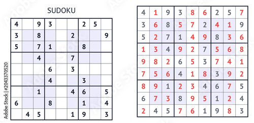 Sudoku puzzle in progress with completed grid and numbers highlighted  