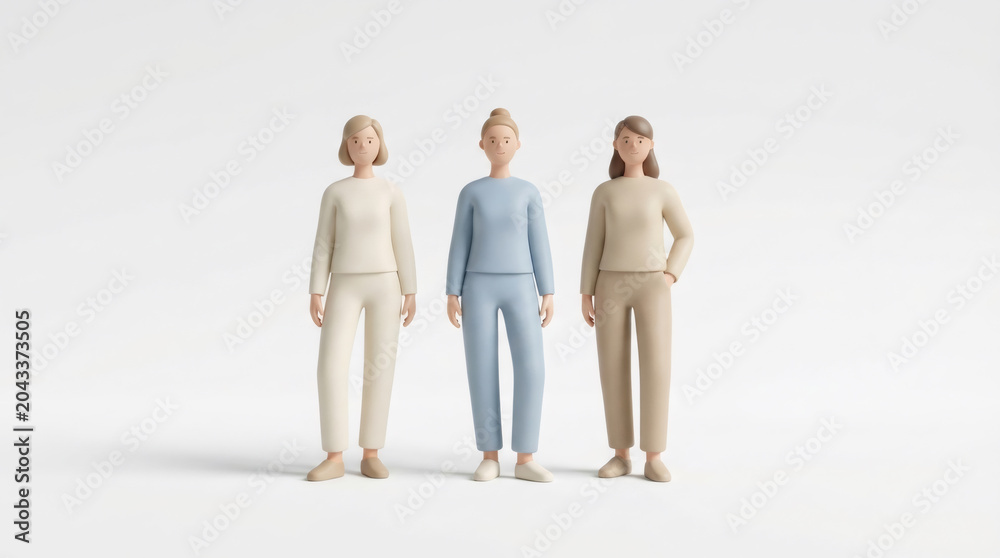 Naklejka premium Three women in casual wear standing together