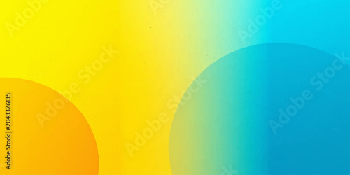 Photos Abstract background of bright yellow and blue gradient with smooth, translucent circles, suggesting a blend of warmth and coolness, a modern design