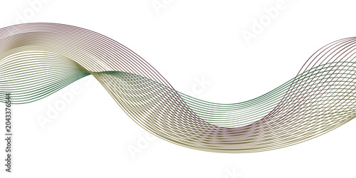 Canvas Print Abstract blue wave vector illustration background with flowing curved lines, gra