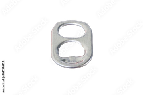 Aluminum pull tab from a beverage can isolated on transparet background. Perfect for recycling, metal waste management, aluminum industry, drink packaging, and environmental ecology concepts.