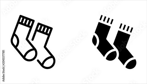 socks icon set outline editable stroke line on white background