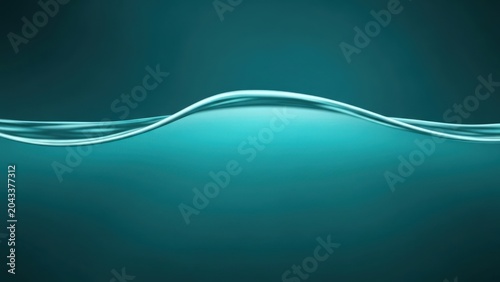 Abstract teal wave with smooth gradient background and soft glow effect